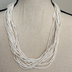 Boho White necklace | Sterling Multi Strand Necklace | White Beaded Necklace